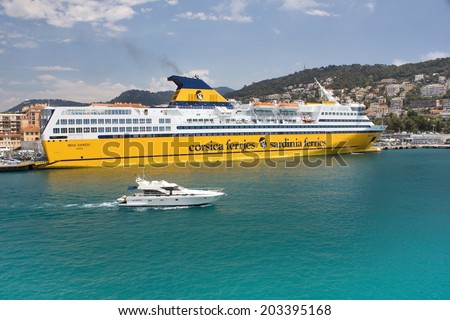 NICE, France, June 28, 2014: Luxury passenger ship Mega Expres, company \