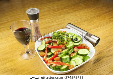 dinner plate with chopped vegetables, mix vegetables