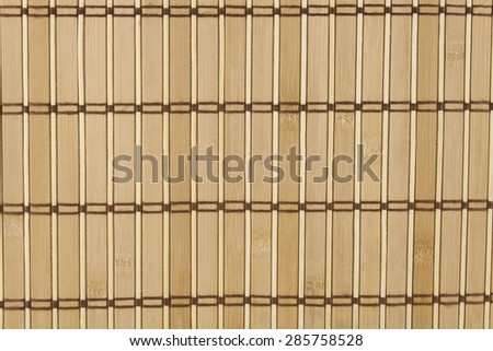 Bamboo mat as background. Detailed front view of the structure of a bamboo mat, abstract texture background composition.