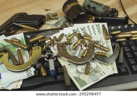Illegal trade in arms over the internet. Real money EU and the Czech koruna. Illegal trade of ammunition. Detection and arrest of arms dealers.