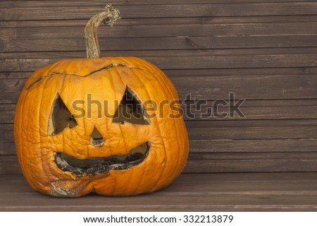 Rotten pumpkins on Halloween memory. End Halloween celebrations. Moldy old Halloween pumpkin.