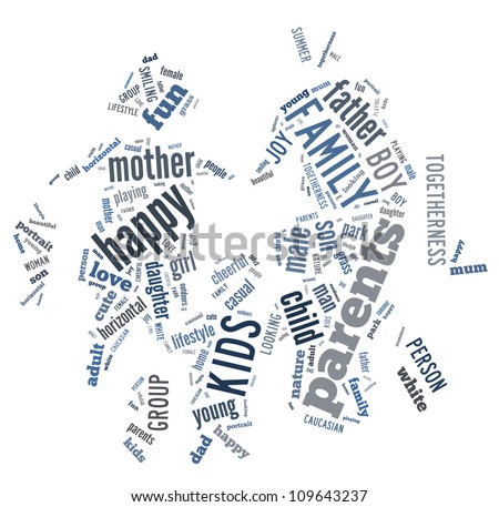 Info-text graphics Family composed in Mother-Father-Daughter shape concept in white background