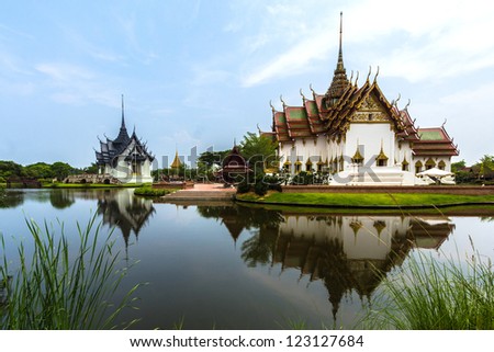 Thai wat is old architecture on local culture
