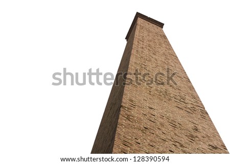 Isolate surface square brick chimney with a large and very high.