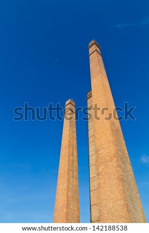 Old brick chimney flue, which do not use all three, then look up to the blue sky from below.