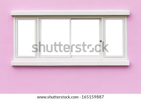 Background window frame in the wall pink white backdrop.