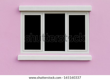 Background window frame in the wall pink black backdrop.