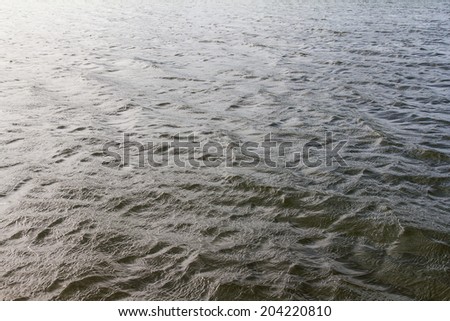 Surface-water waves by the wind blowing in the vast lake.