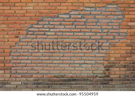 Old brick walls. Old brick walls were repaired with new bricks.