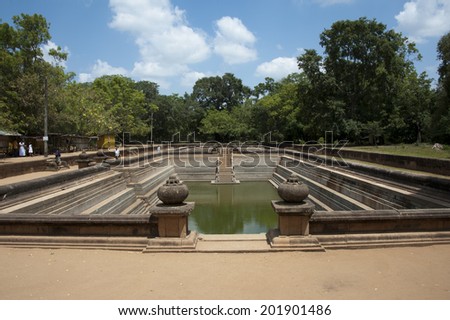 Ruins of the ancient city Anuradhapura, Sri Lanka. Kuttam Pokuna (twin ponds) are bathing tanks or pools in ancient Sri Lanka