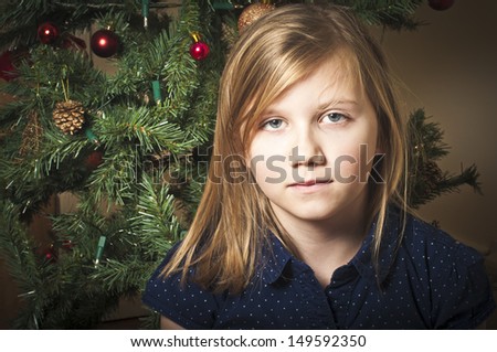 Sad girl at christmas time