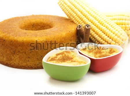 Corn cake and corn cream. Traditional Brazilian treats made of corn.