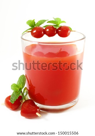 Tomato juice isolated on white.