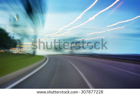 moving forward motion blur background,evening scene