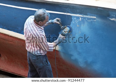 repairing a boat