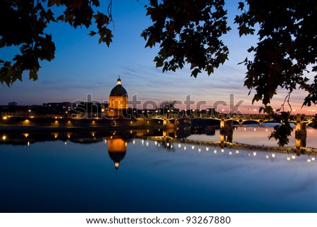 Garonne river in Toulouse France is very beautiful night. It is the France\'s one of the most beautiful night view. Famous Airbus series airplane were made in Toulouse.