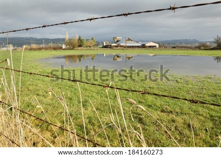 After The Storm, Flooded Farm. A farm field flooded after heavy rain.