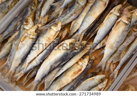 Dried Fish, Chinese Market. A display of dried fish in a chinatown market.