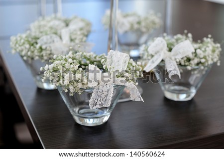 bouquet of white flowers on the table