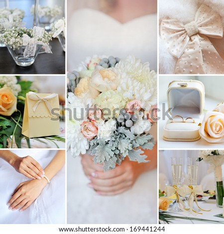 Wedding collage pastel, gentle tones