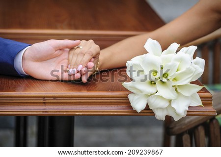 Wedding bouquet of white calla