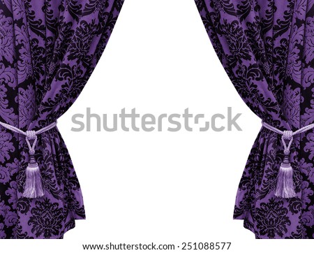purple curtain isolated on white background.