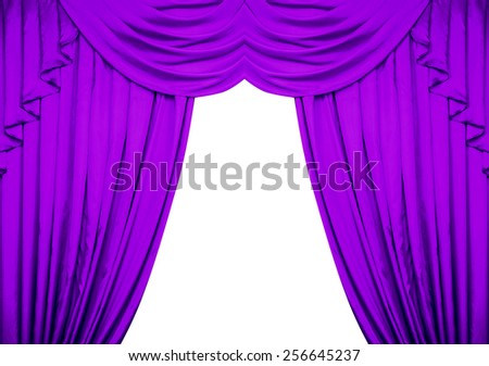 purple curtain isolated on white background.