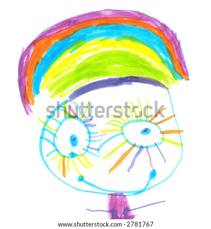 child#39;s drawing of a happy happy eyes drawing. child#39;s drawing of a happy