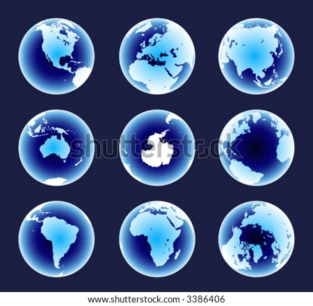 World Map Arctic. stock vector : Blue World
