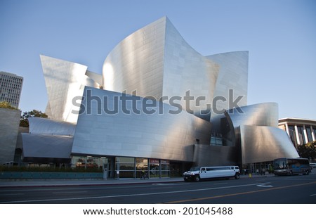 LOS ANGELES - JANUARY 01: Walt Disney Concert Hall in Los Angeles, CA on January 01, 2014. The hall was designed by Frank Gehry and is a major attraction in Los Angeles