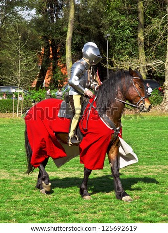 FLORENCE, ITALY - MARCH 31: Medieval knight ready for a fight during the event I GIOCHI DI CARNASCIALE on March 31, 2012 in Florence, Italy