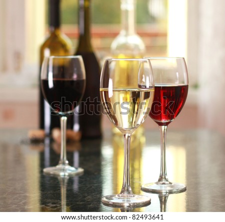 art wine glasses on the table