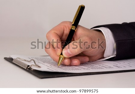businessman sitting with documents sign up contract