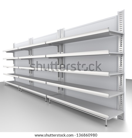 white clean shelves at an angle. 3d image
