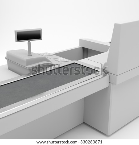 supermarket counter. 3D rendering