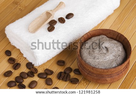 Homemade skin exfoliant (skin scrub) of ground coffee and sour cream