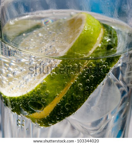 Two lime slice in water