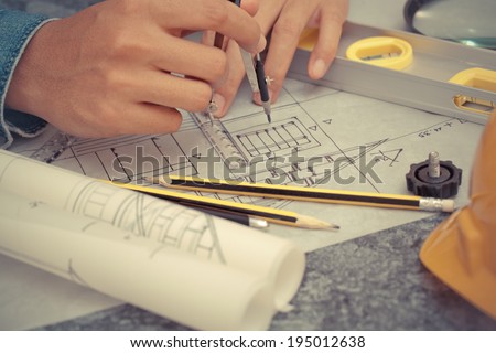 Architectural design and project blueprints drawings-Filtered Image