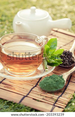 Green tea  in summer-Filtered Image