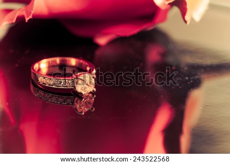 Wedding rings and reflection