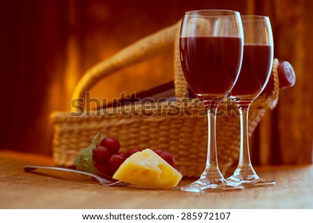 Various cheese recipes and red wine