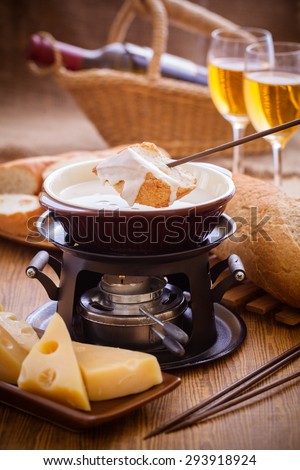 Cheese fondue,Traditional Swiss food for winter