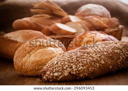 Homemade cooking made from whole wheat and grains with breads