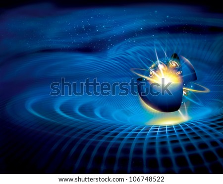universe space ball on a streamlined shape background