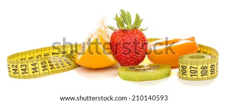 fruits for weight loss and measuring tape