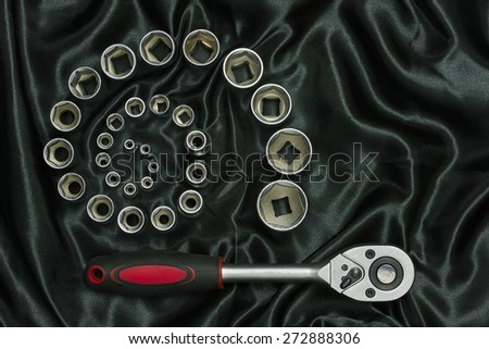 Socket Spanner Wrench on black background