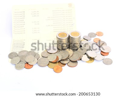 Coin of Thailand on Saving Account Passbook