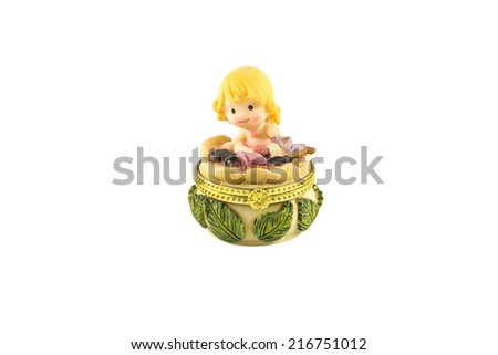 doll resin Jewelry box on white background
