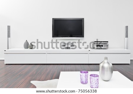 Modern living room with tv equipment