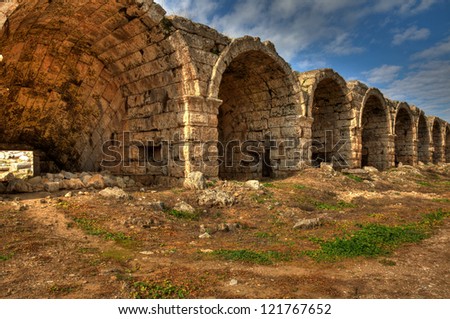 Ancient Olympic Roman stadium in Perge, HDR photography